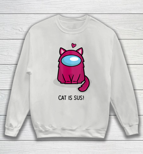 Among Us Game Shirt Cute Cat Astronaut Among me or us Nerdy Girl Gamer Sweatshirt 3