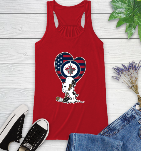 Winnipeg Jets NHL Hockey The Peanuts Movie Adorable Snoopy Racerback Tank 6