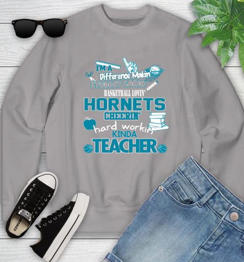 Charlotte Hornets NBA I'm A Difference Making Student Caring Basketball Loving Kinda Teacher Youth Sweatshirt 3
