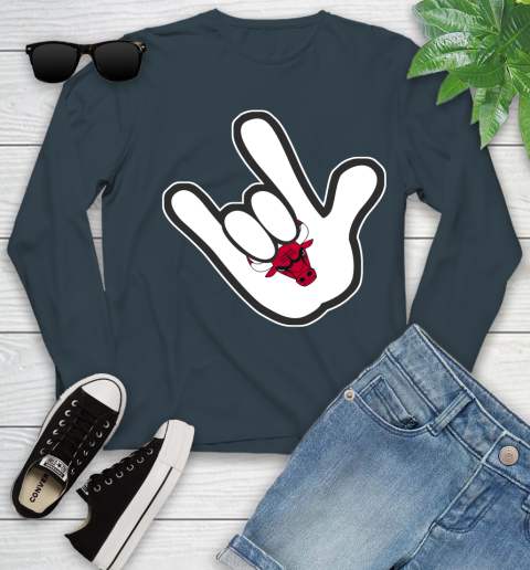 Chicago Bulls NBA Basketball Mickey Rock Hand Disney Youth Long Sleeve 8