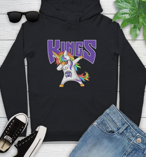 Sacramento Kings NBA Basketball Funny Unicorn Dabbing Sports Youth Hoodie 2