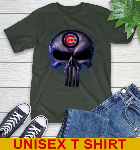 Chicago Cubs MLB Baseball Punisher Skull Sports T-Shirt 6
