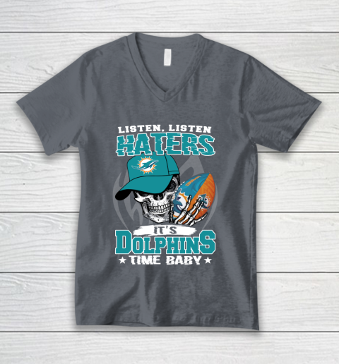 Listen Haters It is DOLPHINS Time Baby NFL V-Neck T-Shirt 4