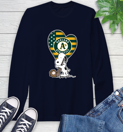 Oakland Athletics MLB Baseball The Peanuts Movie Adorable Snoopy Long Sleeve T-Shirt 4