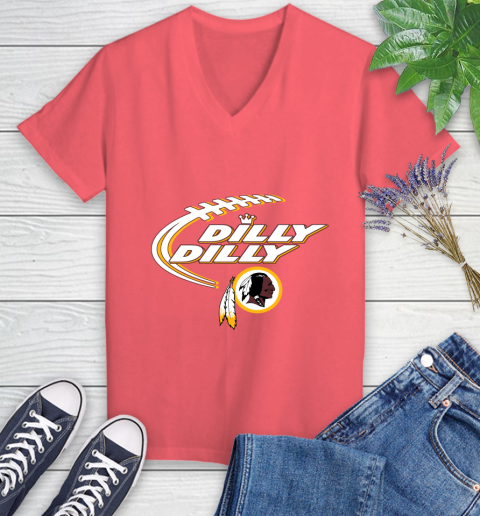 NFL Washington Redskins Dilly Dilly Football Sports Women's V-Neck T-Shirt 6