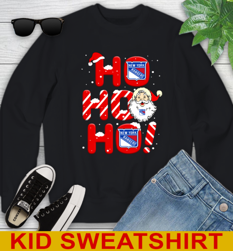 New York Rangers NHL Hockey Ho Ho Ho Santa Claus Merry Christmas Shirt Youth Sweatshirt