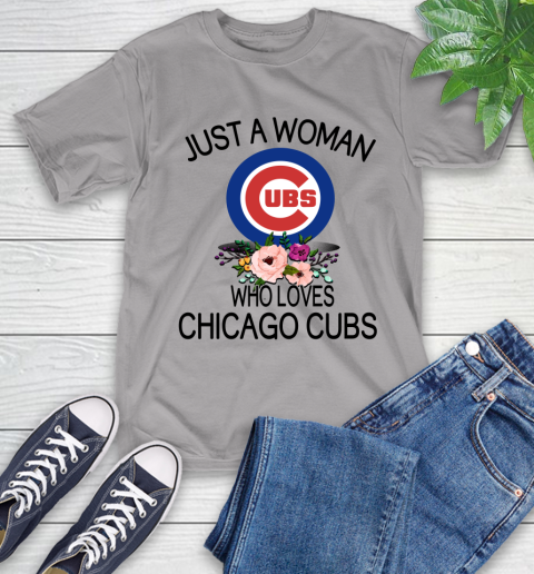 MLB Just A Woman Who Loves Chicago Cubs Baseball Sports T-Shirt 4