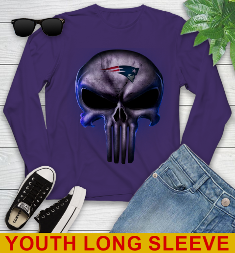 New England Patriots NFL Football Punisher Skull Sports Youth Long Sleeve 4