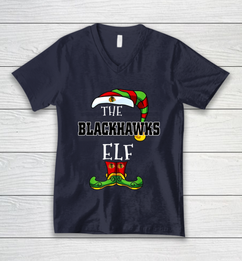 Chicago Blackhawks Christmas ELF Funny NHL V-Neck T-Shirt 2