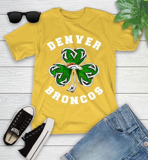 NFL Denver Broncos Three Leaf Clover St Patrick's Day Football Sports Youth T-Shirt 10