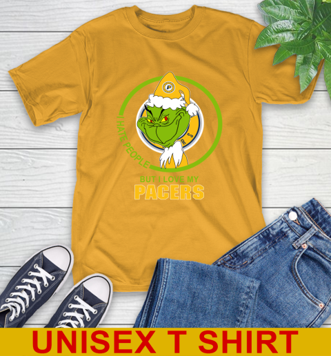 Indiana Pacers NBA Christmas Grinch I Hate People But I Love My Favorite Basketball Team T-Shirt 3