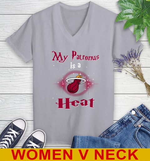 NBA Basketball Harry Potter My Patronus Is A Miami Heat Women's V-Neck T-Shirt 4