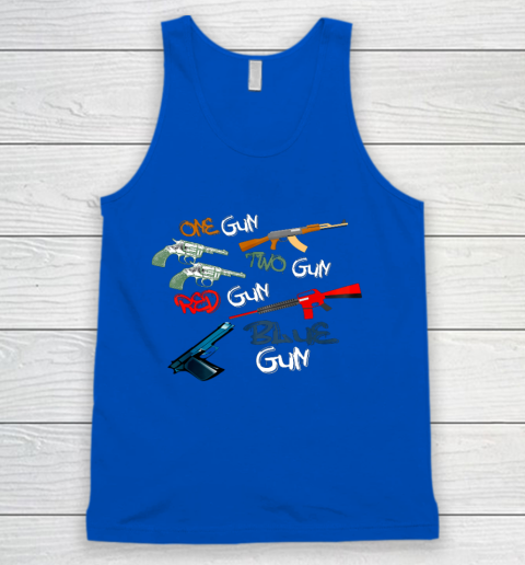 One Gun Two Gun Red Gun Blue Gun Funny Tank Top 4