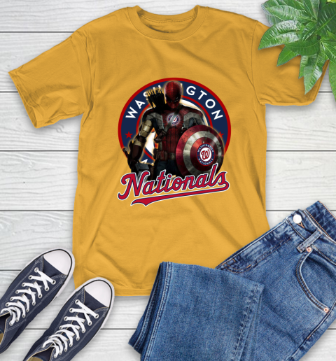 MLB Captain America Thor Spider Man Hawkeye Avengers Endgame Baseball Washington Nationals T-Shirt 3