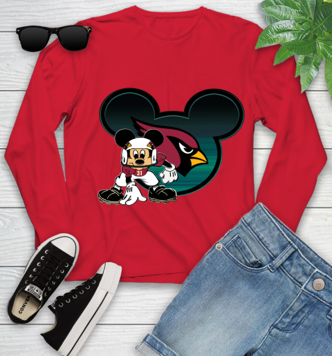 NFL Arizona Cardinals Mickey Mouse Disney Football T Shirt Youth Long Sleeve 11