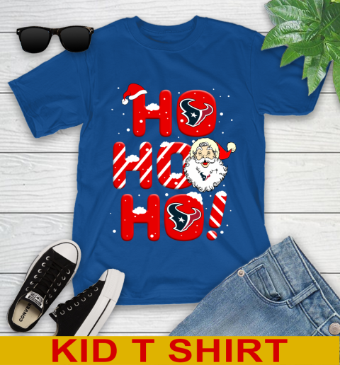 Houston Texans NFL Football Ho Ho Ho Santa Claus Merry Christmas Shirt Youth T Shirt Tee For Sports