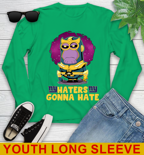 NFL Football New York Giants Haters Gonna Hate Thanos Minion Marvel Shirt Youth Long Sleeve 7