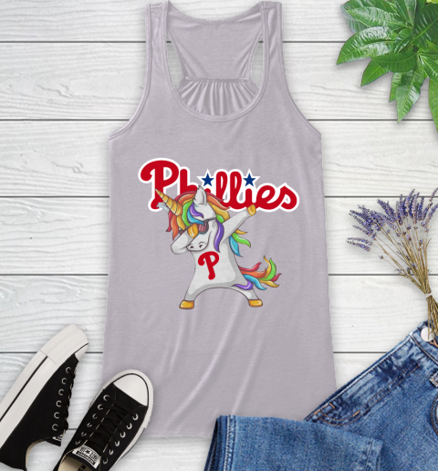 Philadelphia Phillies MLB Baseball Funny Unicorn Dabbing Sports Racerback Tank 5