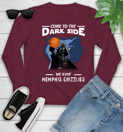 NBA Come To The Dark Side We Have Memphis Grizzlies Star Wars Darth Vader Basketball Youth Long Sleeve 6