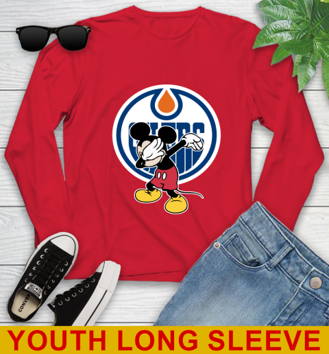Edmonton Oilers NHL Hockey Dabbing Mickey Disney Sports Youth Long Sleeve 11