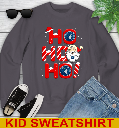 Minnesota Timberwolves NBA Basketball Ho Ho Ho Santa Claus Merry Christmas Shirt Youth Sweatshirt 5
