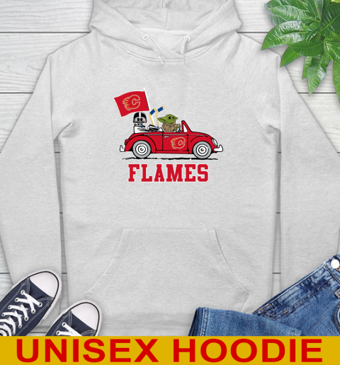 NHL Hockey Calgary Flames Darth Vader Baby Yoda Driving Star Wars Shirt Hoodie