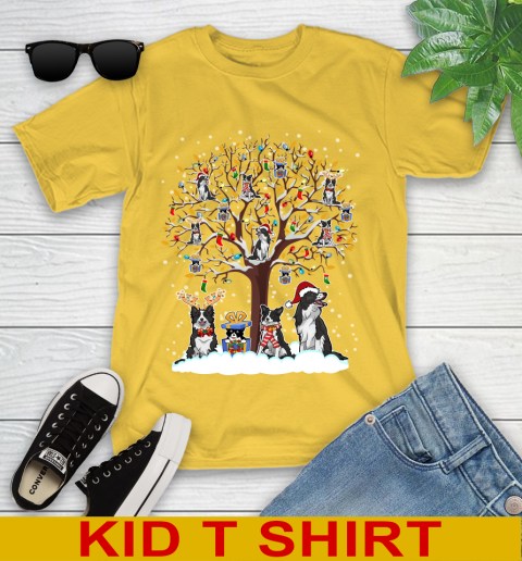 Border collie dog pet lover light christmas tree shirt 105