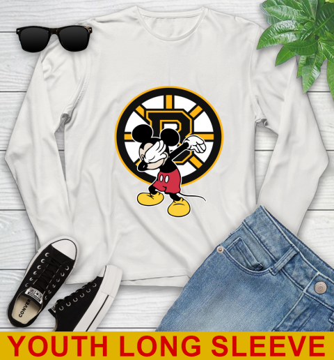 Boston Bruins NHL Hockey Dabbing Mickey Disney Sports Youth Long Sleeve 12