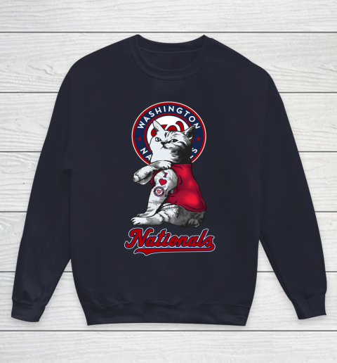 MLB Baseball My Cat Loves Washington Nationals Youth Sweatshirt 2