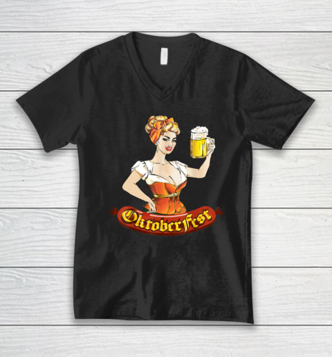 Barmaid Oktoberfest Dirndl Bratwurst German Woman Costume T Shirt V-Neck T-Shirt