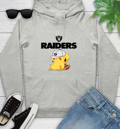 NFL Pikachu Football Sports Oakland Raiders Youth Hoodie