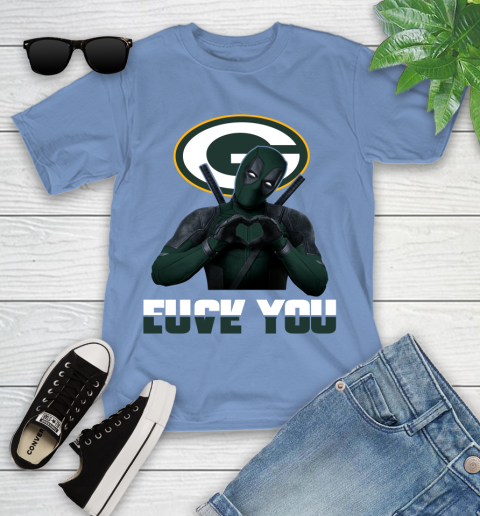NHL Green Bay Packers Deadpool Love You Fuck You Football Sports Youth T-Shirt 15