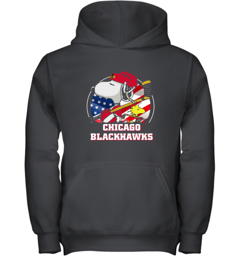 Chicago Blackhawks Ice Hockey Snoopy And Woodstock NHL Youth Hoodie