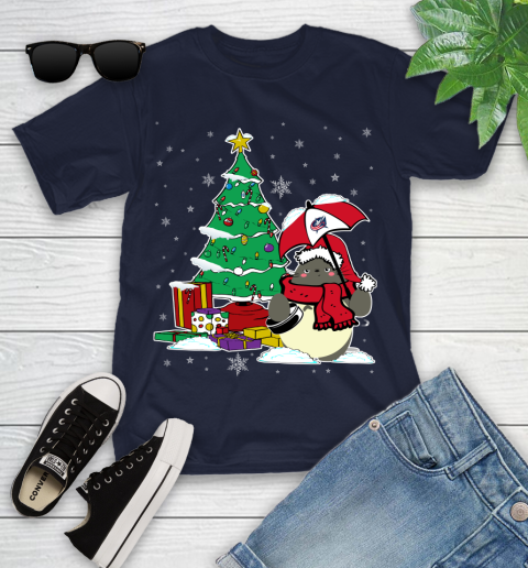 Columbus Blue Jackets NHL Hockey Cute Tonari No Totoro Christmas Sports Youth T-Shirt 2