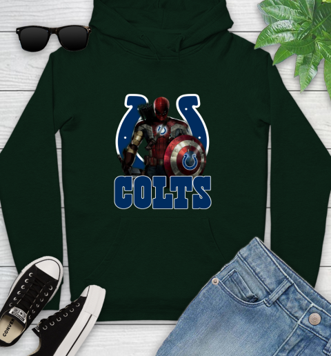 NFL Captain America Thor Spider Man Hawkeye Avengers Endgame Football Indianapolis Colts Youth Hoodie 13