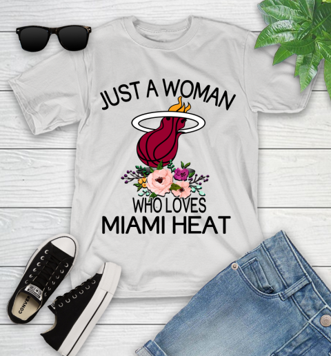 NBA Just A Woman Who Loves Miami Heat Basketball Sports Youth T-Shirt