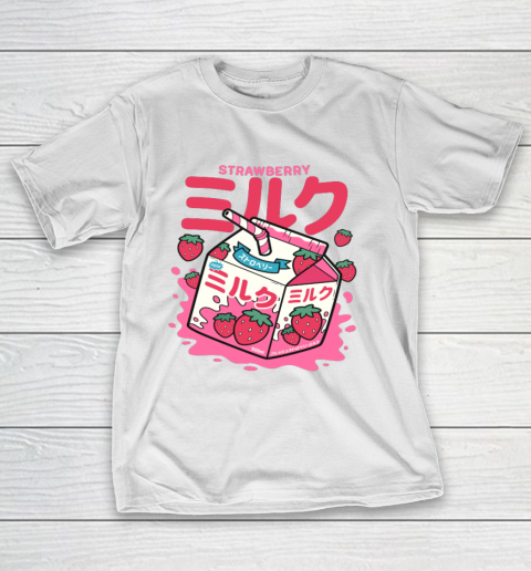 Japanese Strawberry Milk Straw  Kawaii Cute T-Shirt