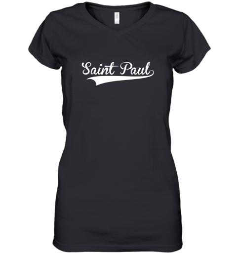 SAINT PAUL Baseball Styled Jersey Shirt Softball Women's V-Neck T-Shirt