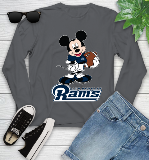 NFL Football Los Angeles Rams Cheerful Mickey Mouse Shirt Youth Long Sleeve 8