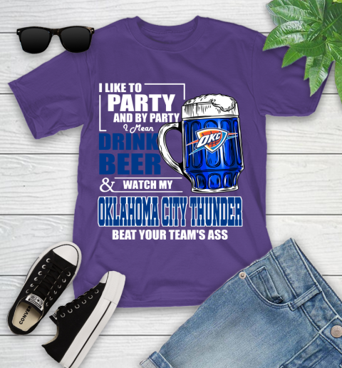 NBA Drink Beer and Watch My Oklahoma City Thunder Beat Your Team's Ass Basketball Youth T-Shirt 3