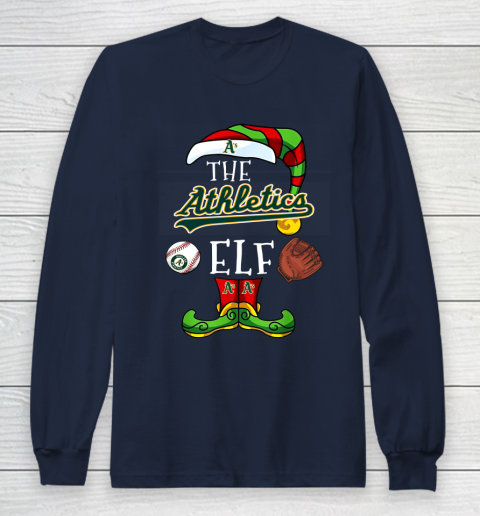 Oakland Athletics Christmas ELF Funny MLB Long Sleeve T-Shirt 2