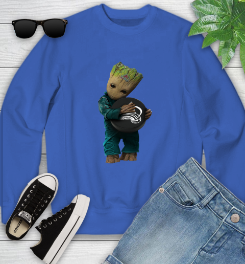 NHL Groot Guardians Of The Galaxy Hockey Sports Colorado Avalanche Youth Sweatshirt 8