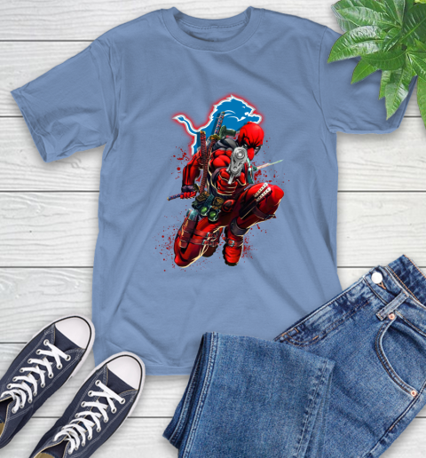 NFL Deadpool Marvel Comics Sports Football Detroit Lions T-Shirt 11
