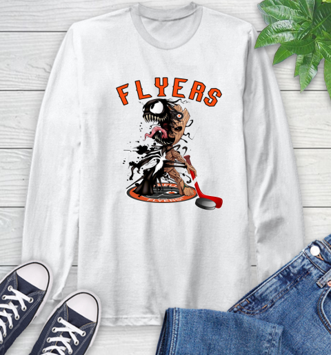 NHL Philadelphia Flyers Hockey Venom Groot Guardians Of The Galaxy Long Sleeve T-Shirt