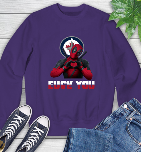 NHL Winnipeg Jets Deadpool Love You Fuck You Hockey Sports Sweatshirt 4