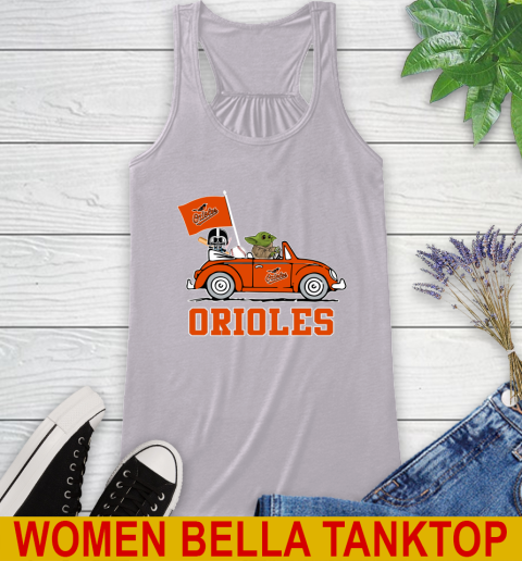 MLB Baseball Baltimore Orioles Darth Vader Baby Yoda Driving Star Wars Shirt Racerback Tank 5