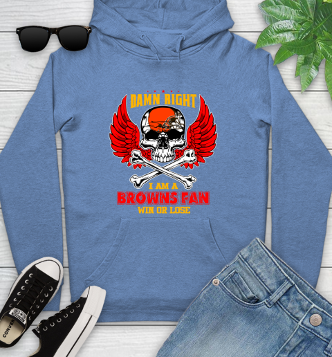 NFL Damn Right I Am A Cleveland Browns Win Or Lose Skull Football Sports Youth Hoodie 13