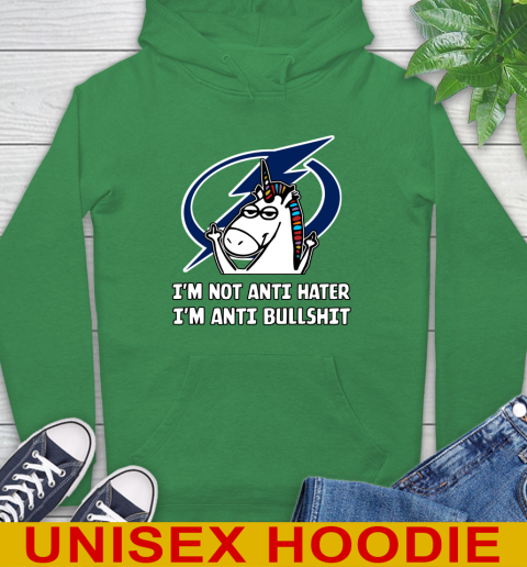 Tampa Bay Lightning NHL Hockey Unicorn I'm Not Anti Hater I'm Anti Bullshit Hoodie 8