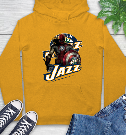Utah Jazz NBA Basketball Captain America Thor Spider Man Hawkeye Avengers Hoodie 3