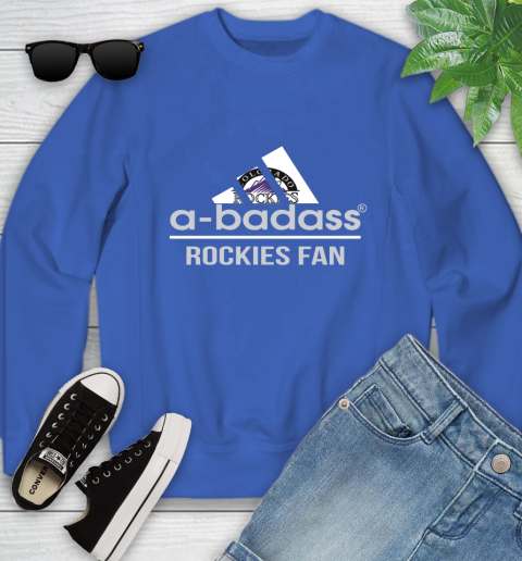 MLB A Badass Colorado Rockies Fan Adidas Baseball Sports Youth Sweatshirt 7